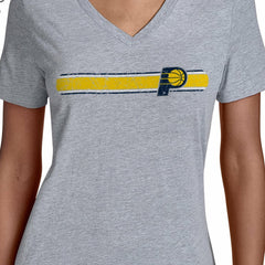 Indiana Pacers Starter Women's Team Stripe V-Neck T-Shirt - Gray outlet