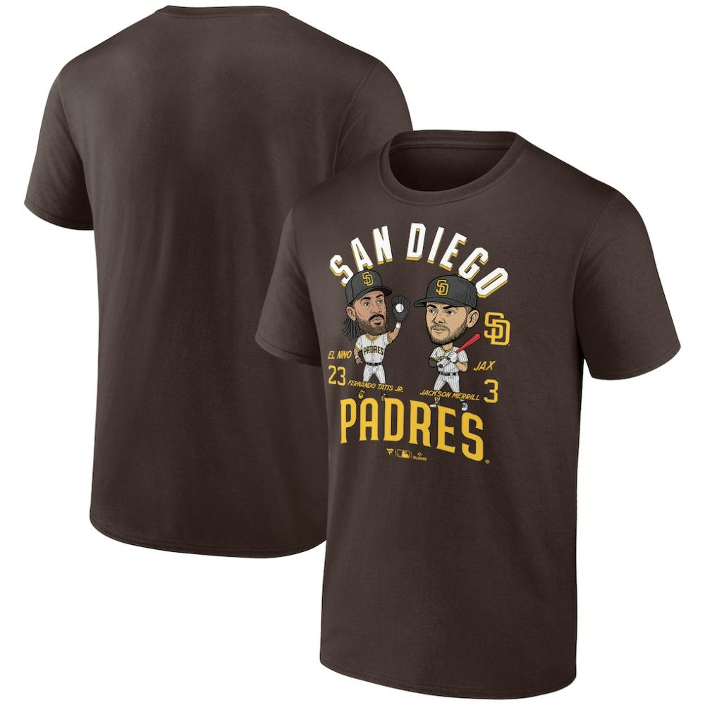 Fernando Tatis Jr. & Jackson Merrill San Diego Padres Player Duo T-Shirt - Brown