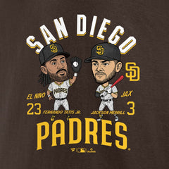 Fernando Tatis Jr. & Jackson Merrill San Diego Padres Player Duo T-Shirt - Brown