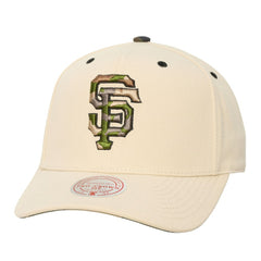 San Francisco Giants Unisex Camo Logo Pro Crown Snapback Hat - Cream | Mitchell & Ness