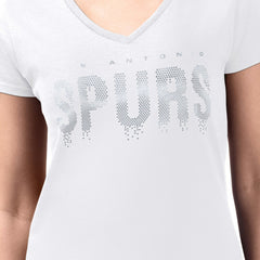 San Antonio Spurs G-III 4Her by Carl Banks Women's Super-Slim-Fit Metallic Drop Lightweight V-Neck T-Shirt - White cheap