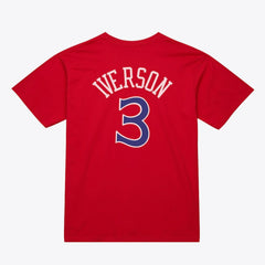 Allen Iverson Philadelphia 76ers Unisex Hardwood Classics Name & Number T-Shirt - Red | Mitchell & Ness sale