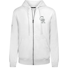 Colorado Rockies Levelwear Podium Chenille Logo Full-Zip Hoodie - White
