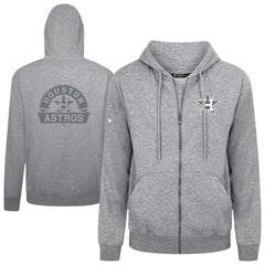 Houston Astros Levelwear Podium Chenille Logo Full-Zip Hoodie - Heather Gray