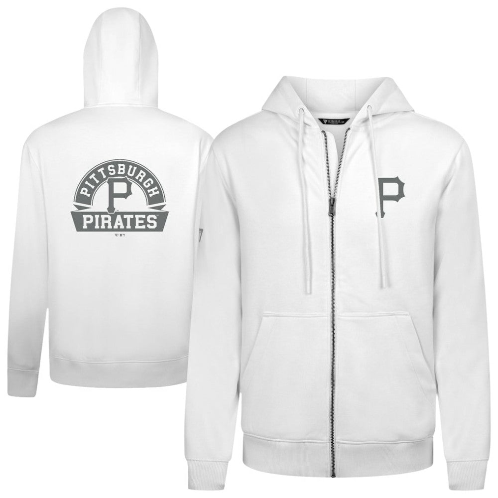 Pittsburgh Pirates Levelwear Podium Banner Arch Full-Zip Hoodie - White