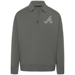 Atlanta Braves Levelwear Luxe Signature Quarter-Zip Chenille Logo Tri-Blend Sweatshirt - Gray