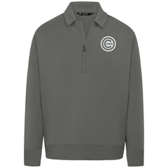 Chicago Cubs Levelwear Luxe Signature Quarter-Zip Chenille Logo Tri-Blend Sweatshirt - Gray