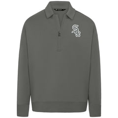 Chicago White Sox Levelwear Luxe Signature Quarter-Zip Chenille Logo Tri-Blend Sweatshirt - Gray