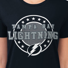 Tampa Bay Lightning G-III 4Her by Carl Banks Women's Super-Slim Lightweight Pinstripe Circle Graphic T-Shirt
