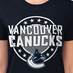 Vancouver Canucks G-III 4Her by Carl Banks Women's Super-Slim Lightweight Pinstripe Circle Graphic T-Shirt