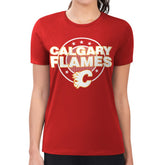 Calgary Flames G-III 4Her by Carl Banks Women's Super-Slim Lightweight Pinstripe Circle Graphic T-Shirt