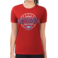 Montreal Canadiens G-III 4Her by Carl Banks Women's Super-Slim Lightweight Pinstripe Circle Graphic T-Shirt