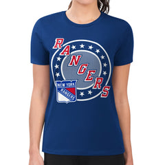 New York Rangers G-III 4Her by Carl Banks Women's Super-Slim Lightweight Pinstripe Circle Graphic T-Shirt
