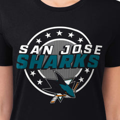 San Jose Sharks G-III 4Her by Carl Banks Women's Super-Slim Lightweight Pinstripe Circle Graphic T-Shirt