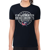 Columbus Blue Jackets G-III 4Her by Carl Banks Women's Super-Slim Lightweight Pinstripe Circle Graphic T-Shirt
