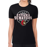 Ottawa Senators G-III 4Her by Carl Banks Women's Super-Slim Lightweight Pinstripe Circle Graphic T-Shirt