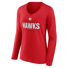 Atlanta Hawks Women's Center Court Name & Number Custom Long Sleeve V-Neck T-Shirt - Red cheap