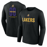 Los Angeles Lakers Center Court Name & Number Custom Long Sleeve T-Shirt - Black cheap