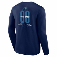 Minnesota Timberwolves Center Court Name & Number Custom Long Sleeve T-Shirt - Navy cheap