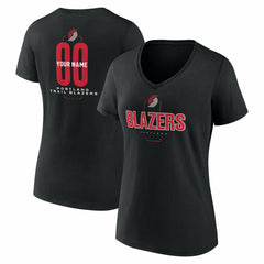 Portland Trail Blazers Women's Center Court Name & Number Custom V-Neck T-Shirt - Black cheap