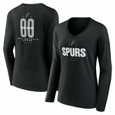 San Antonio Spurs Women's Center Court Name & Number Custom Long Sleeve V-Neck T-Shirt - Black on sale
