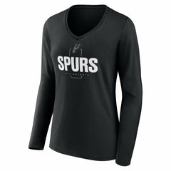 San Antonio Spurs Women's Center Court Name & Number Custom Long Sleeve V-Neck T-Shirt - Black on sale