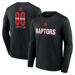 Toronto Raptors Center Court Name & Number Custom Long Sleeve T-Shirt - Black for sale