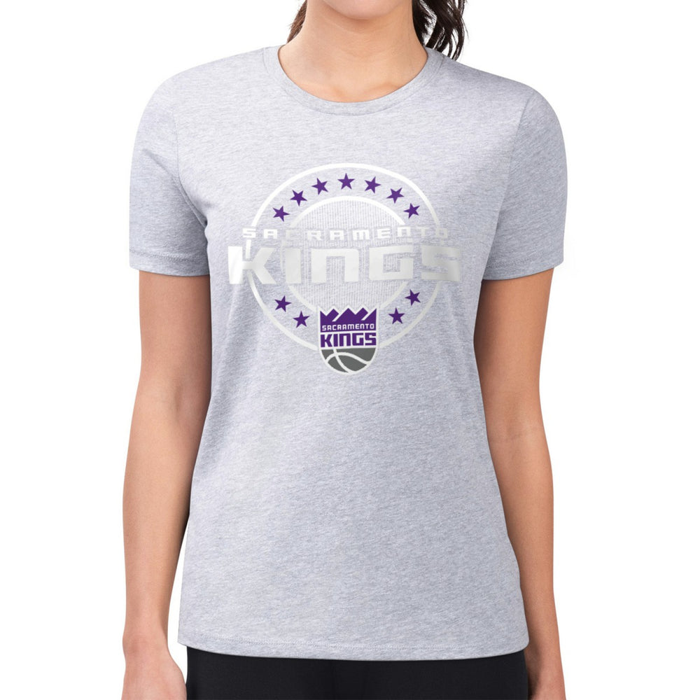 Sacramento Kings G-III 4Her by Carl Banks Women's Super-Slim Lightweight Pinstripe Circle Graphic T-Shirt - Gray outlet