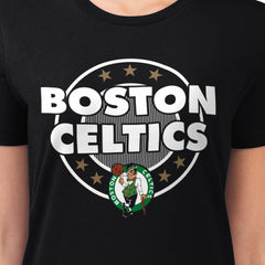 Boston Celtics G-III 4Her by Carl Banks Women's Super-Slim Lightweight Pinstripe Circle Graphic T-Shirt - Black on sale