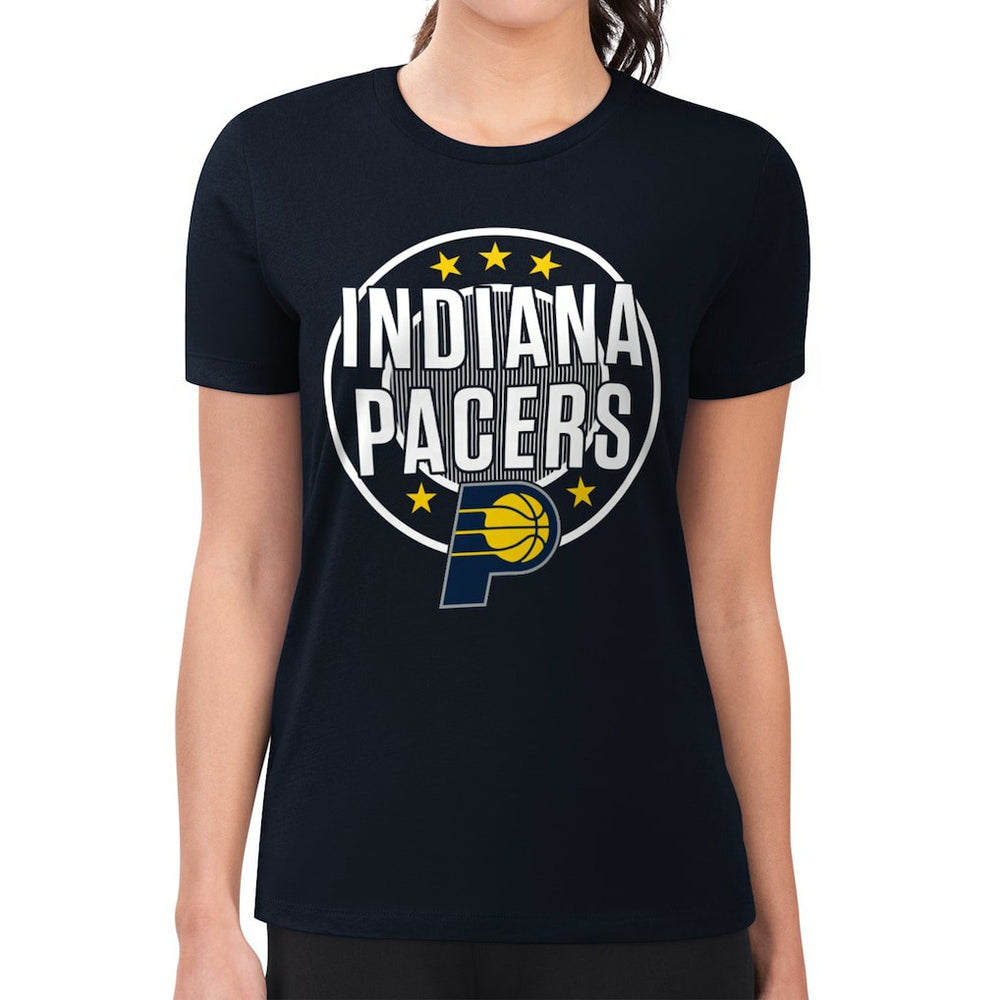 Indiana Pacers G-III 4Her by Carl Banks Women's Super-Slim Lightweight Pinstripe Circle Graphic T-Shirt - Navy shop