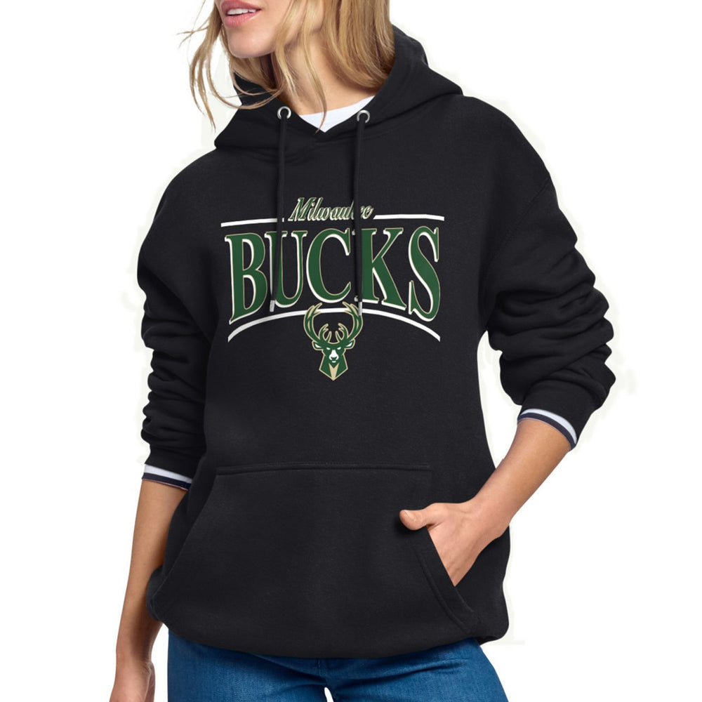 Milwaukee Bucks Starter Women's Arch Stripe Fleece Hoodie - Black outlet