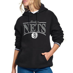 Brooklyn Nets Starter Women's Arch Stripe Fleece Hoodie - Black shop