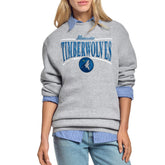 Minnesota Timberwolves Starter Women's Arch Stripe Fleece Crewneck Sweatshirt - Gray sale