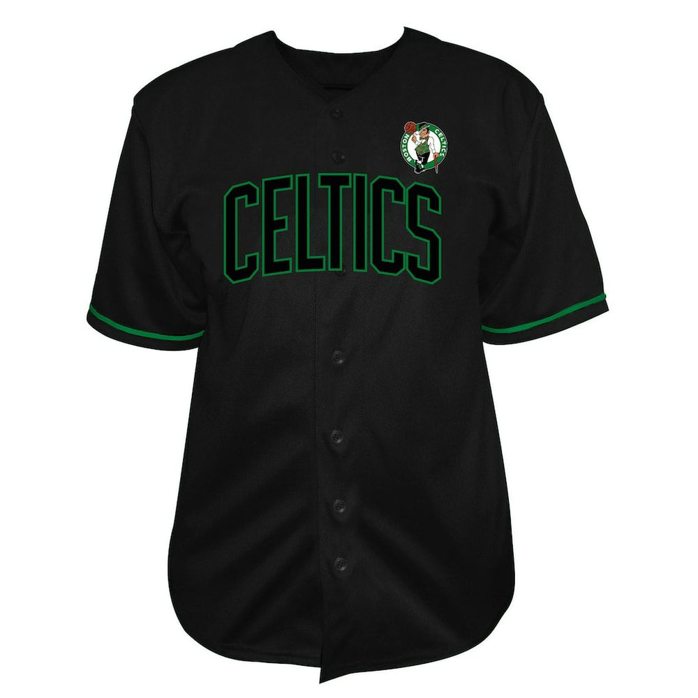Boston Celtics Big & Tall Pop Full-Button Baseball Jersey - Black | Fanatics on sale