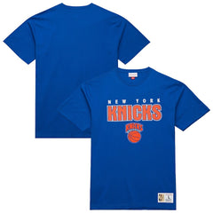 New York Knicks Hardwood Classics Throw It Back Premium T-Shirt - Blue | Mitchell & Ness shop