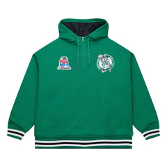 Boston Celtics Throw It Back Quilted Fleece Quarter-Zip Hoodie - Green | Mitchell & Ness shop