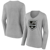 Los Angeles Kings Women's Primary Logo Long Sleeve V-Neck T-Shirt