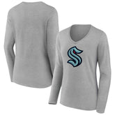 Seattle Kraken Women's Primary Logo Long Sleeve V-Neck T-Shirt