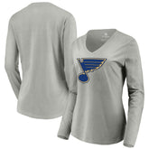 St. Louis Blues Women's Primary Logo Long Sleeve V-Neck T-Shirt