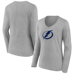 Tampa Bay Lightning Women's Primary Logo Long Sleeve V-Neck T-Shirt
