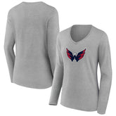 Washington Capitals Women's Primary Logo Long Sleeve V-Neck T-Shirt