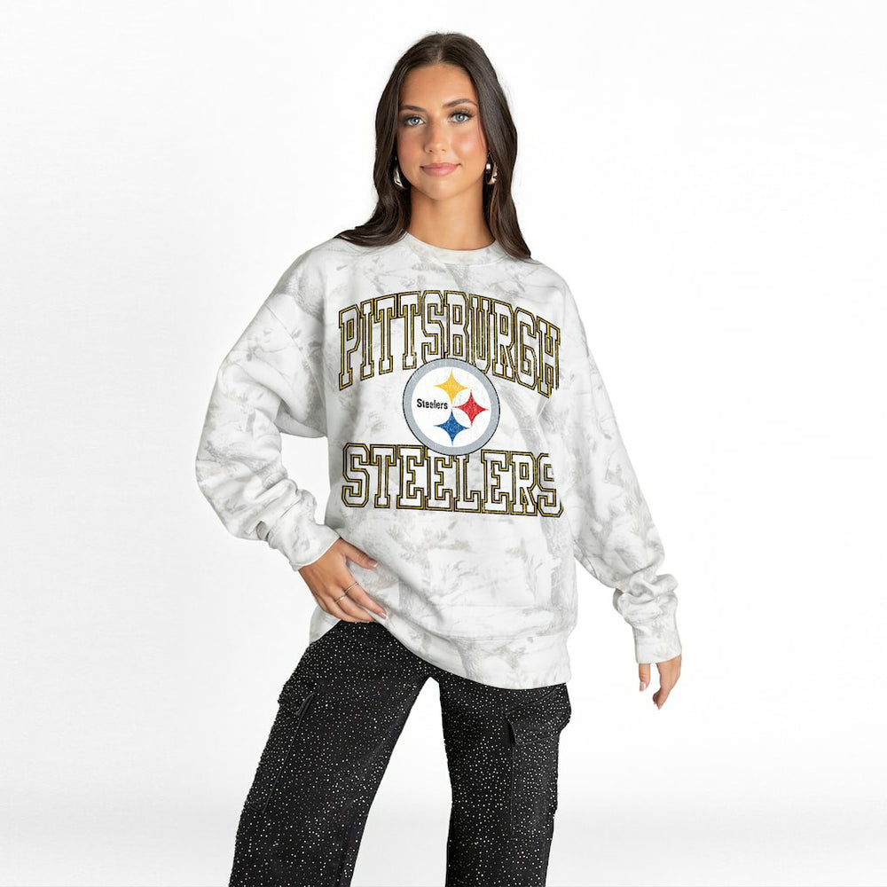 NFL Pittsburgh Steelers Gameday Couture Women's Whiteout Oversized Premium Fleece Sweatshirt