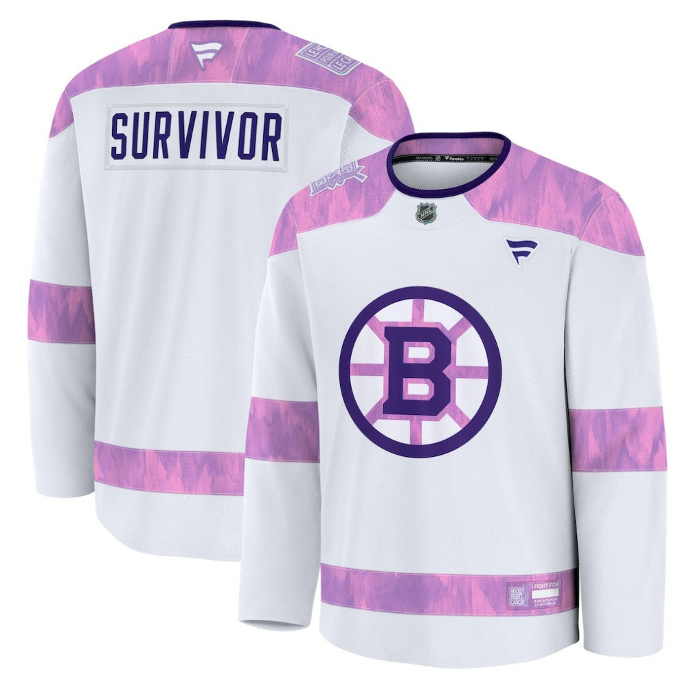 Boston Bruins Fanatics Hockey Fights Cancer Survivor Practice Jersey