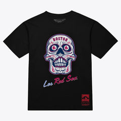 Boston Red Sox Women's Sugar Skull Boxy T-Shirt - Black | Mitchell & Ness