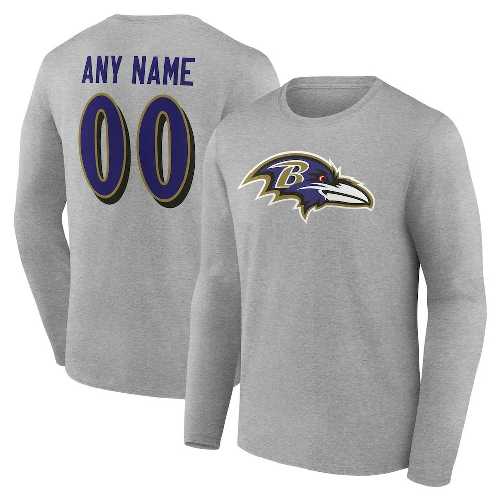 NFL Baltimore Ravens Team Authentic Personalized Name & Number Long Sleeve T-Shirt
