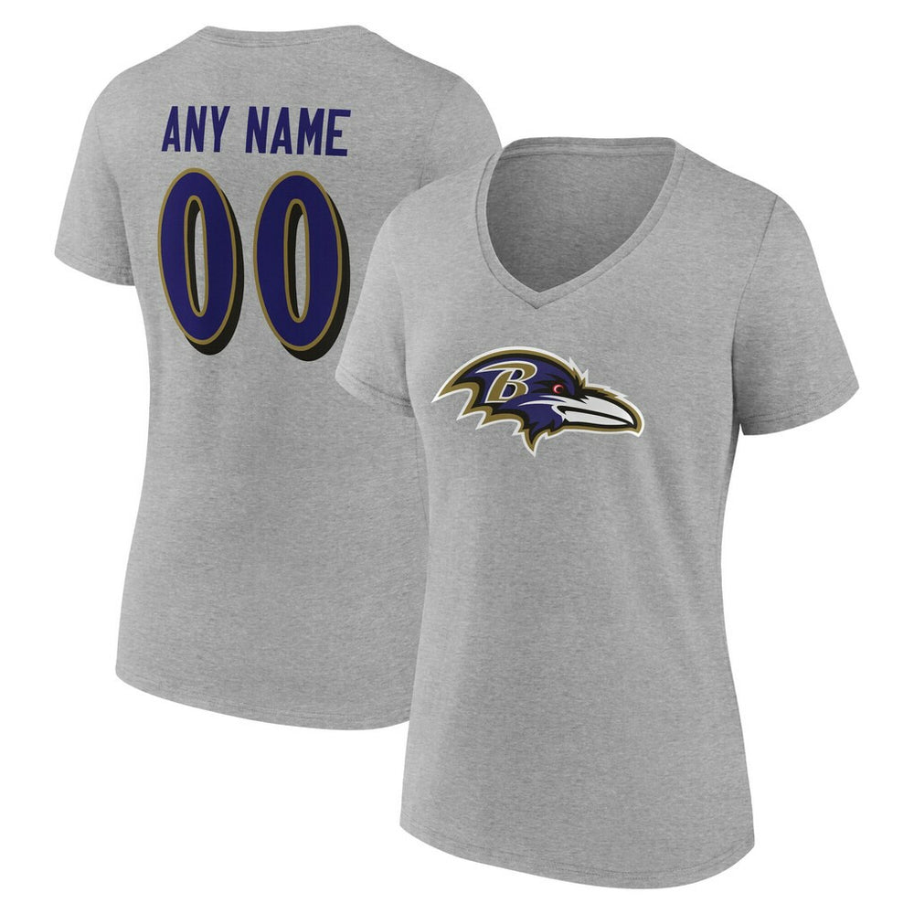 NFL Baltimore Ravens Women's Team Authentic Personalized Name & Number V-Neck T-Shirt