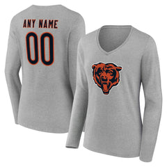 NFL Chicago Bears Women's Team Authentic Personalized Name & Number Long Sleeve V-Neck T-Shirt