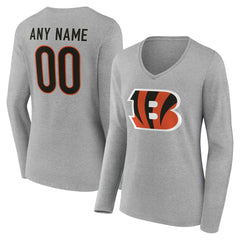 NFL Cincinnati Bengals Women's Team Authentic Personalized Name & Number Long Sleeve V-Neck T-Shirt