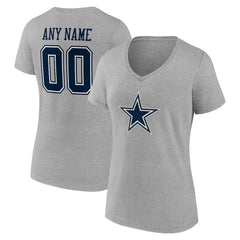 NFL Dallas Cowboys Women's Team Authentic Personalized Name & Number V-Neck T-Shirt