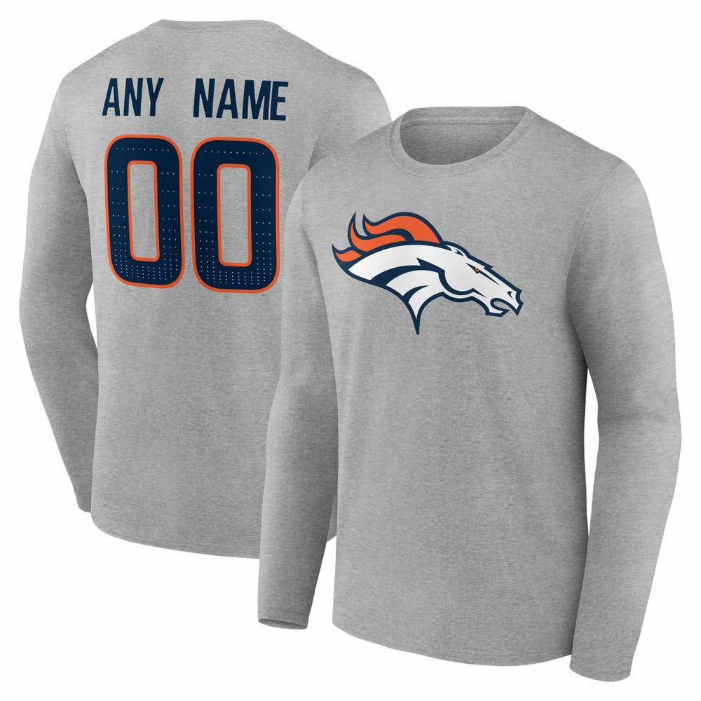 NFL Denver Broncos Team Authentic Personalized Name & Number Long Sleeve T-Shirt